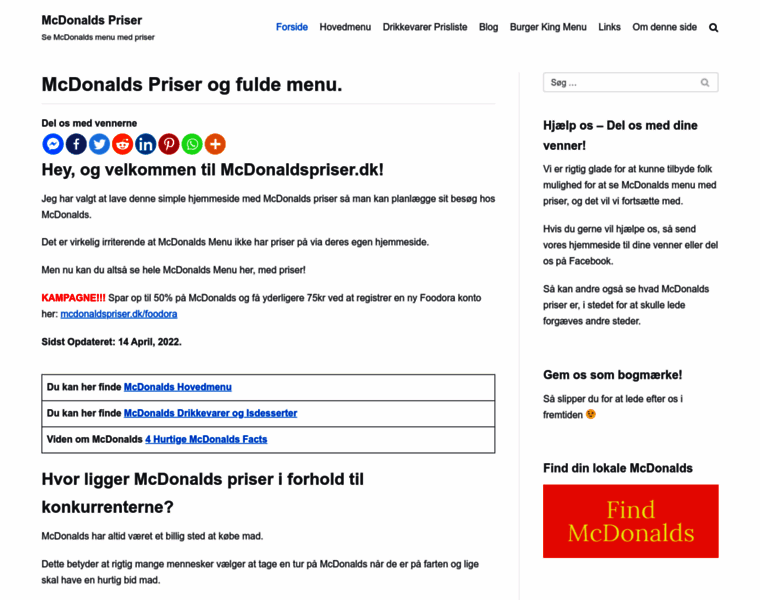 Mcdonaldspriser.dk thumbnail