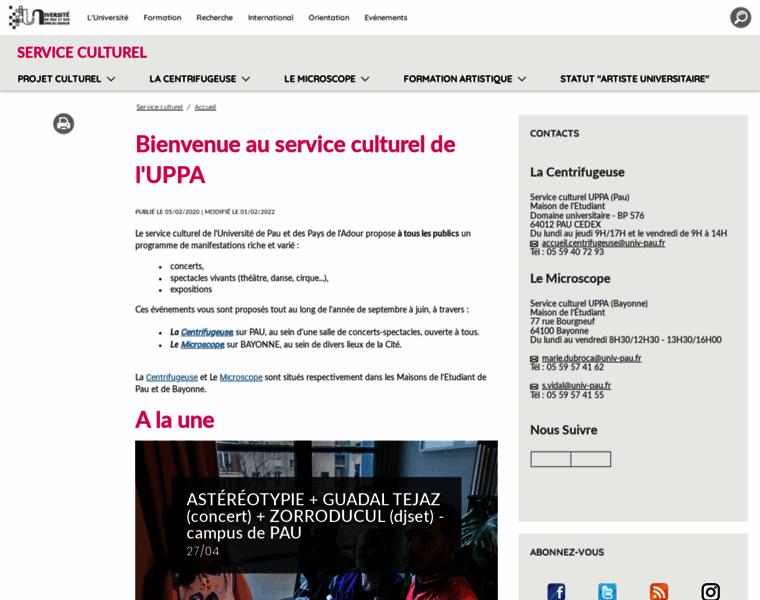 Mde-culture.univ-pau.fr thumbnail
