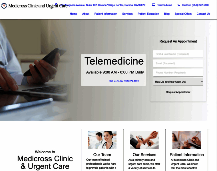 Medicrosscliniccorona.com thumbnail