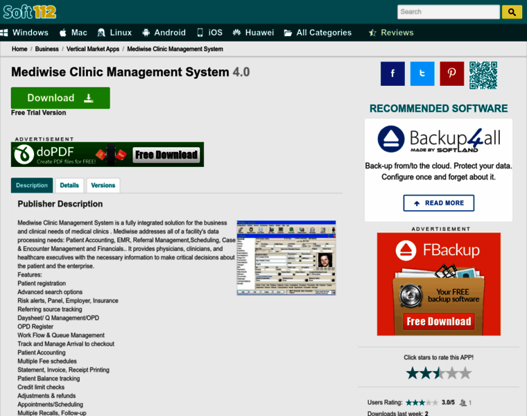 Mediwise-clinic-management-system.soft112.com thumbnail
