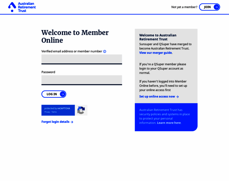 Member.secure.australianretirementtrust.com.au thumbnail