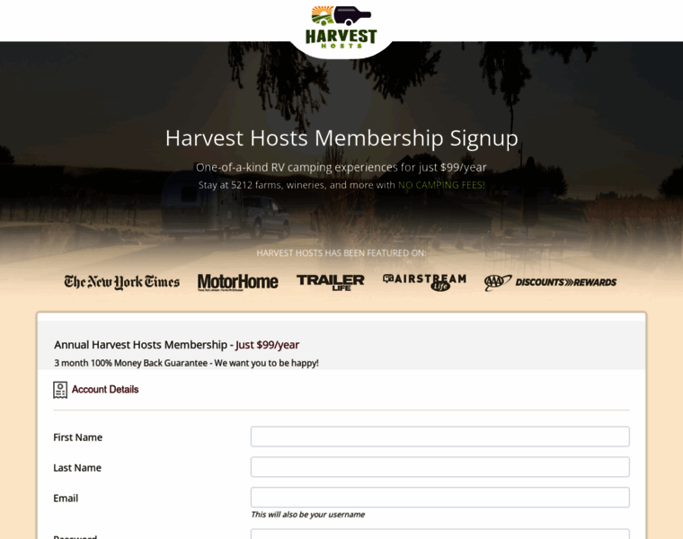 Membership.harvesthosts.com thumbnail
