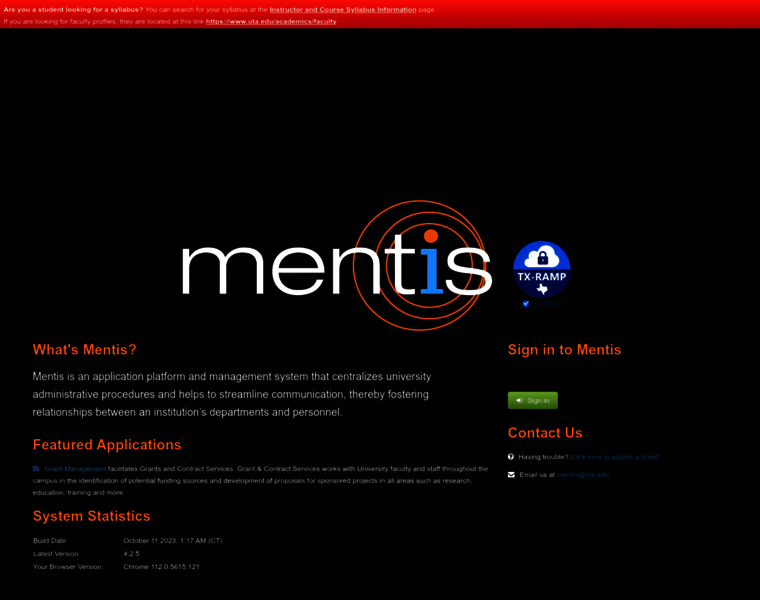 Mentis.uta.edu thumbnail