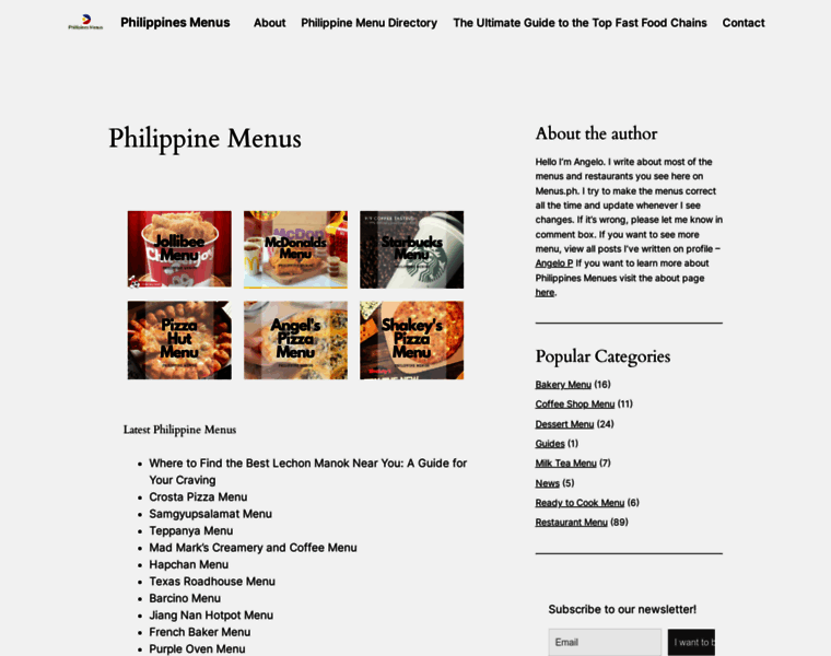 menus.ph at WI. Philippines Menus — Philippine Menus
