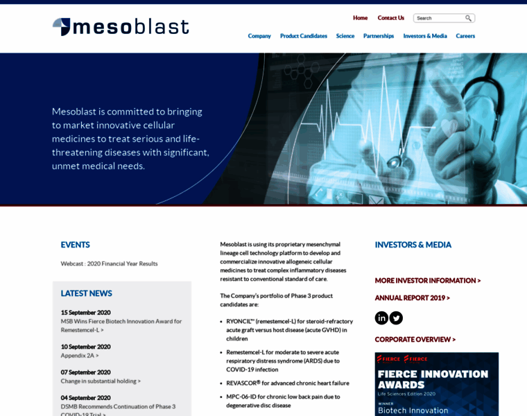Mesoblast.com thumbnail