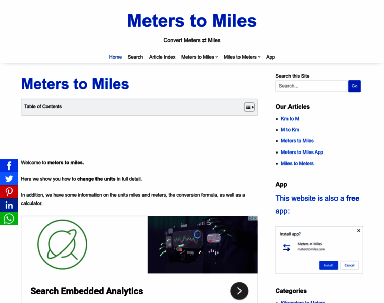 Meterstomiles.com thumbnail