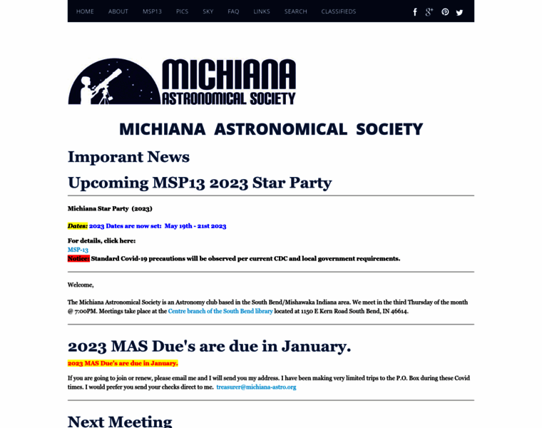 Michiana-astro.org thumbnail