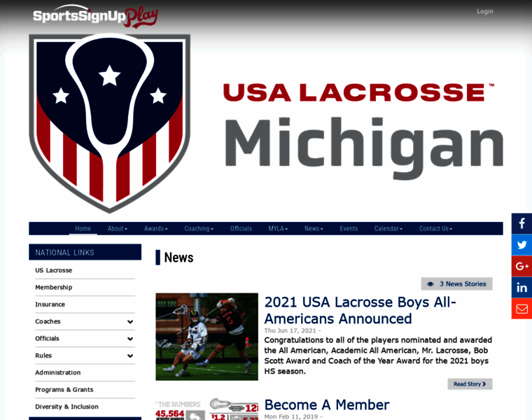 Michiganlacrosse.org thumbnail