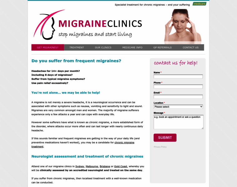 Migraineclinics.com.au thumbnail