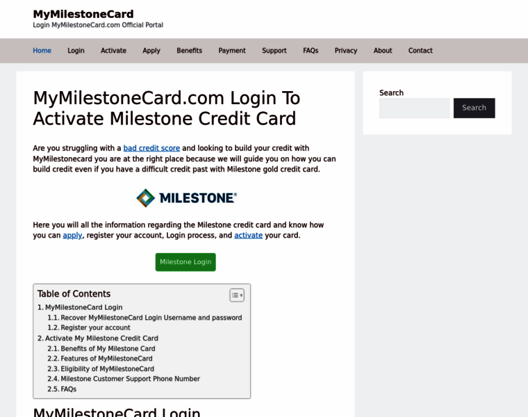 Milestonecard.org thumbnail