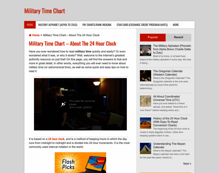 Militarytimechart.com thumbnail