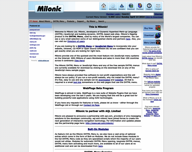Milonic.com thumbnail