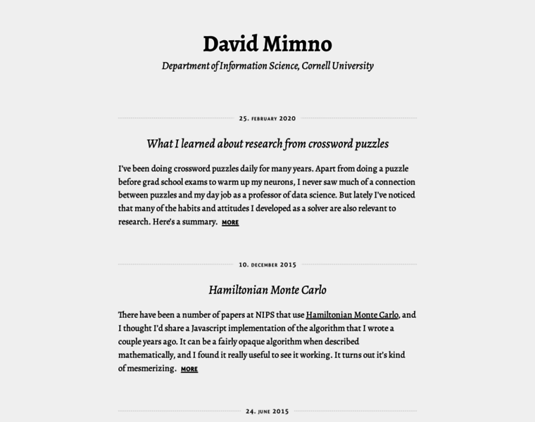 Mimno.org thumbnail