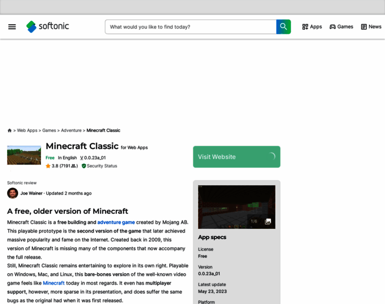 Minecraft-classic.en.softonic.com thumbnail