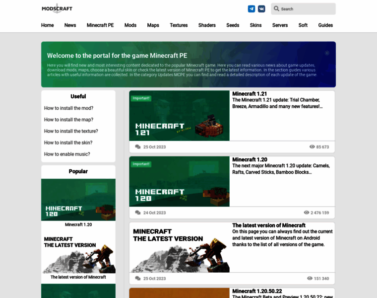 minecraft-modscraft.com at WI. ModsCraft portal. Website for Minecraft ...