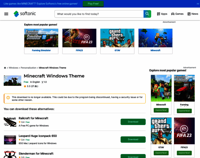 Minecraft-windows-theme.en.softonic.com thumbnail