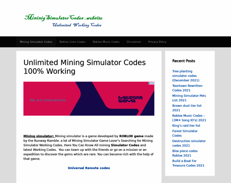Miningsimulatorcodes.website thumbnail