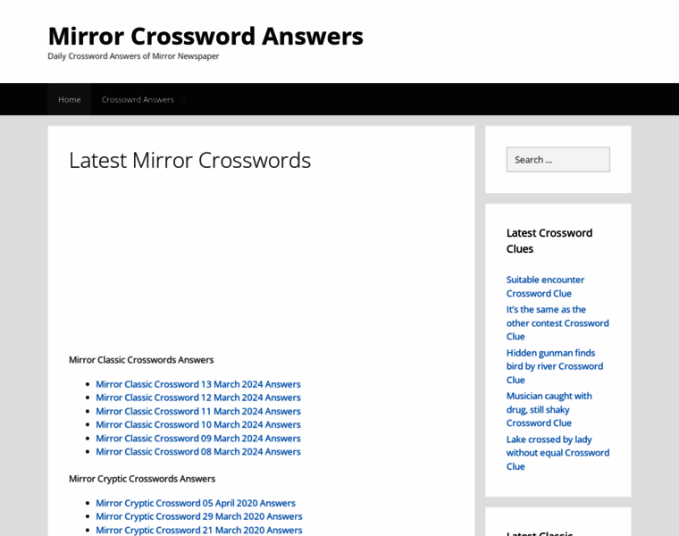 Mirrorcrosswordanswers.com thumbnail