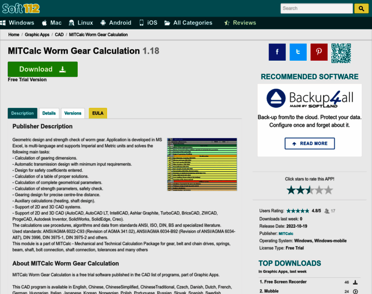 Mitcalc-worm-gear-calculation.soft112.com thumbnail