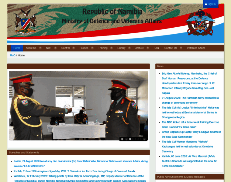 mod.gov.na at WI. Ministry of Defence and Veterans Affairs - MODVA ...