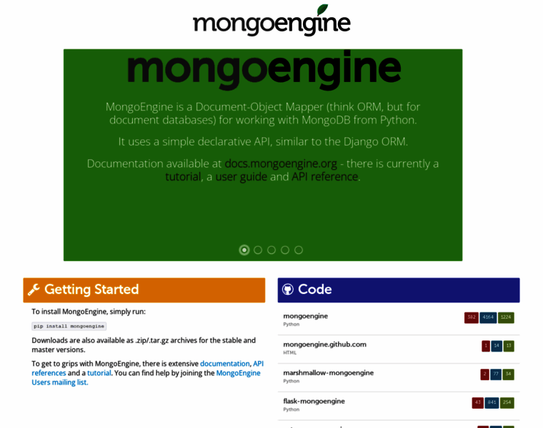 Mongoengine.org thumbnail