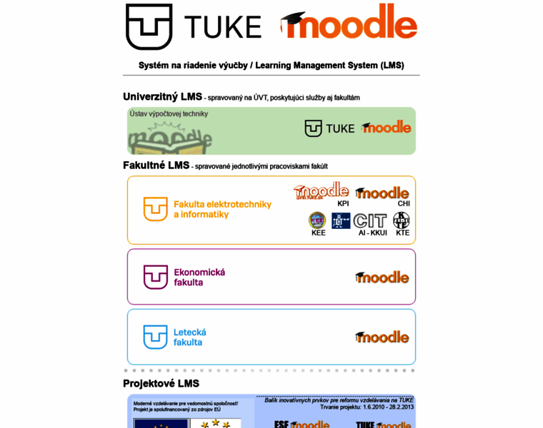 moodle.tuke.sk at WI. Moodle na TUKE