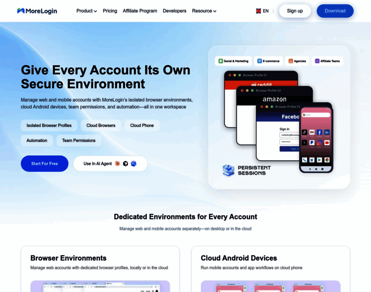 morelogin.com at WI. MoreLogin Antidetect Browser ＆ Cloud Phone for ...