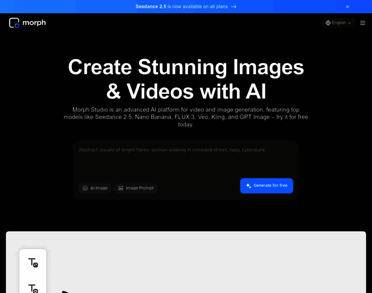 morphstudio.com at WI. Morph Studio | AI Image & Video Generator