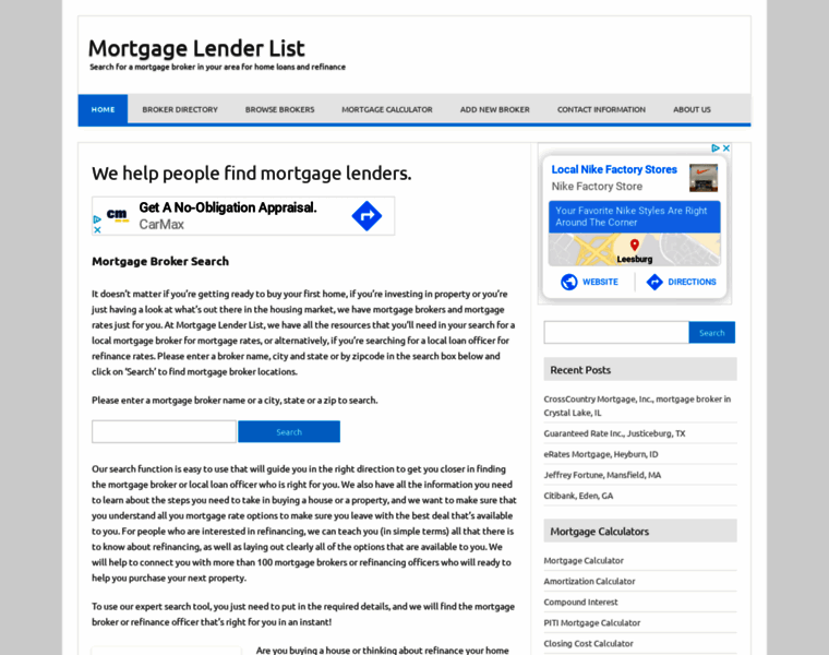 Mortgagelenderlist.org thumbnail