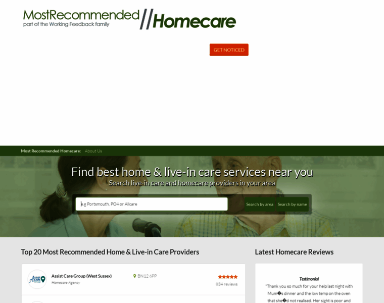 Mostrecommendedhomecare.co.uk thumbnail