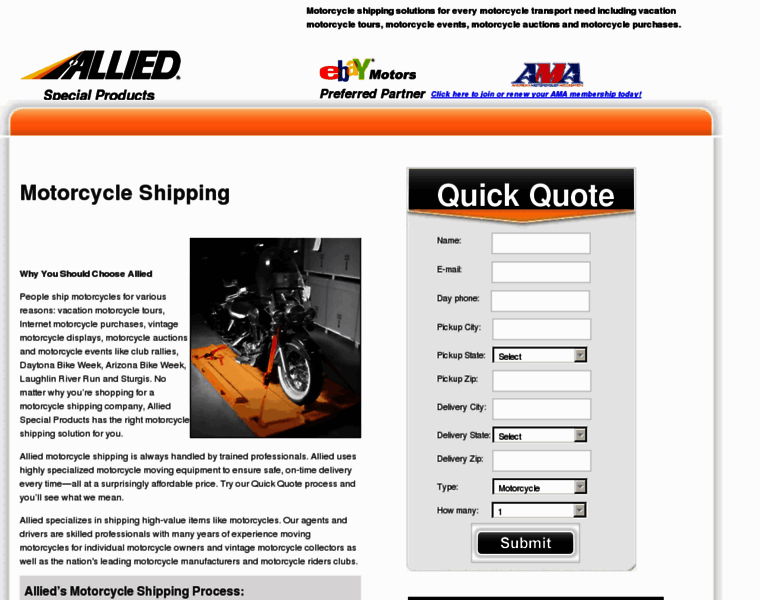 Motorcycleshippingsolutions.com thumbnail