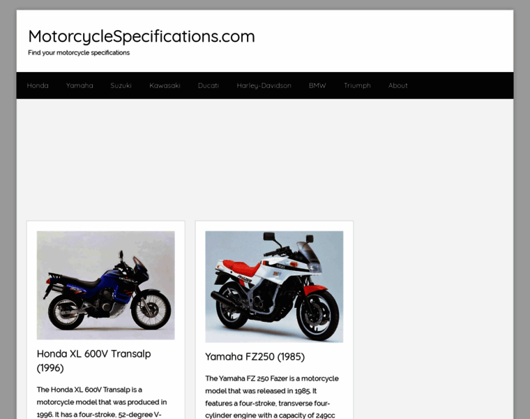 Motorcyclespecifications.com thumbnail
