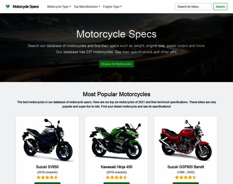 Motorcyclespecs.com thumbnail