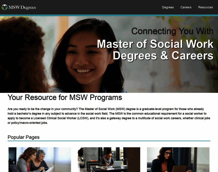 Mswdegrees.org thumbnail