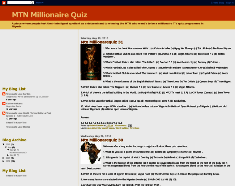 Mtnmillionairequiz.blogspot.com.ng thumbnail