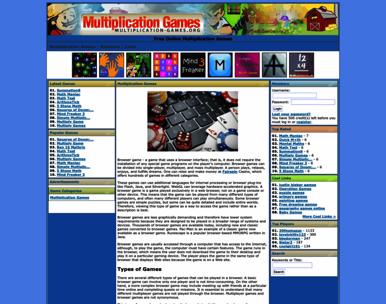 Multiplication-games.org thumbnail
