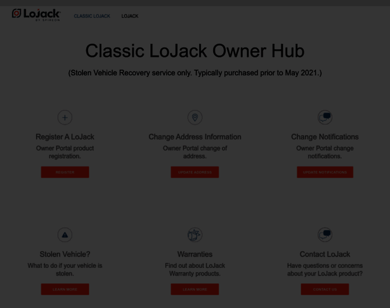 my.lojack.com at WI. Owner Hub - LoJack Owner's Hub