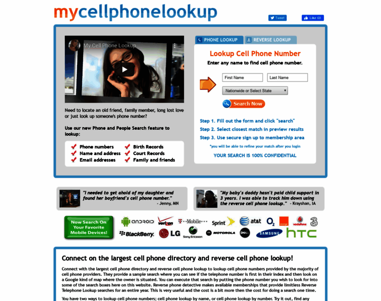 Mycellphonelookup.com thumbnail
