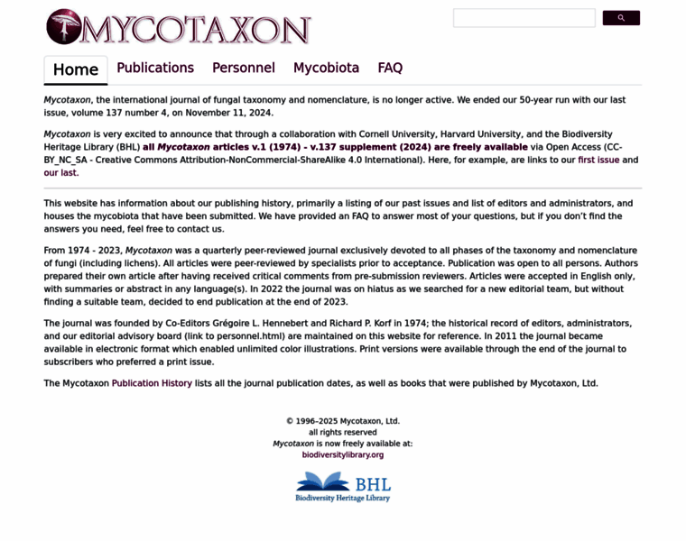 Mycotaxon.com thumbnail Mycotaxon.com thumbnail