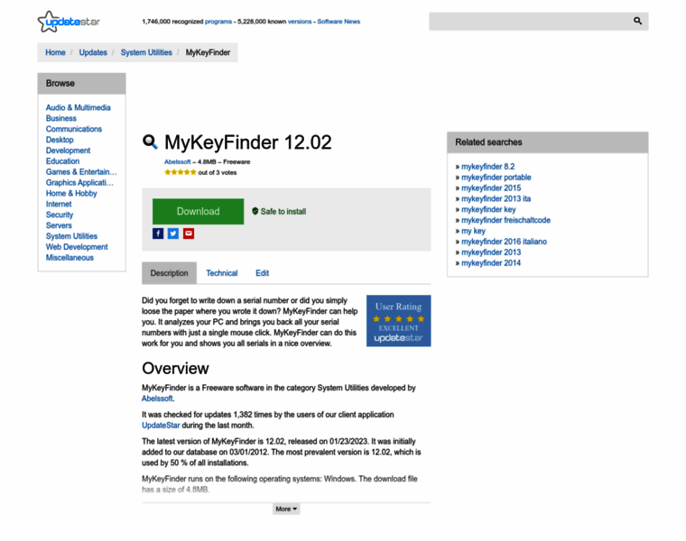 Mykeyfinder-2.updatestar.com thumbnail
