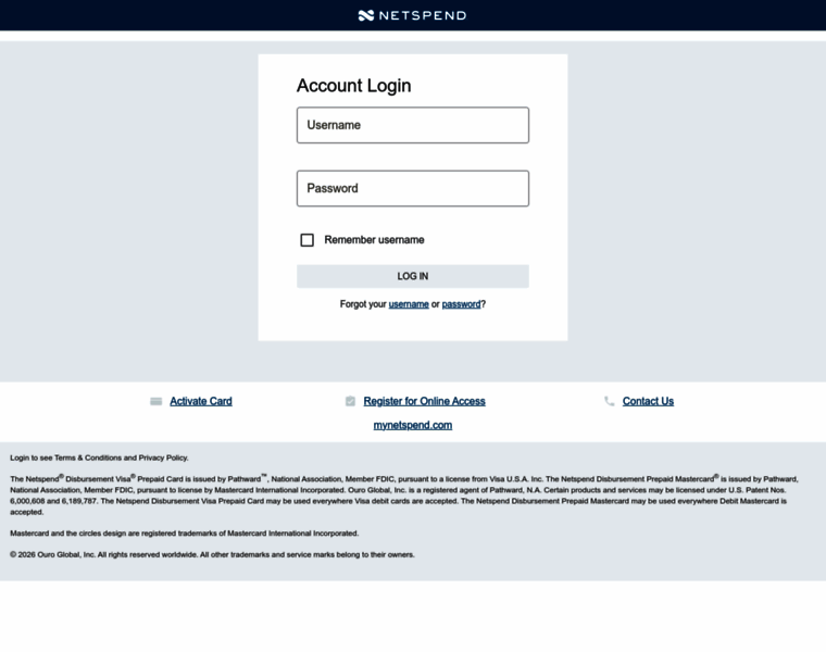 mynetspend.com at WI. Netspend Disbursement Account