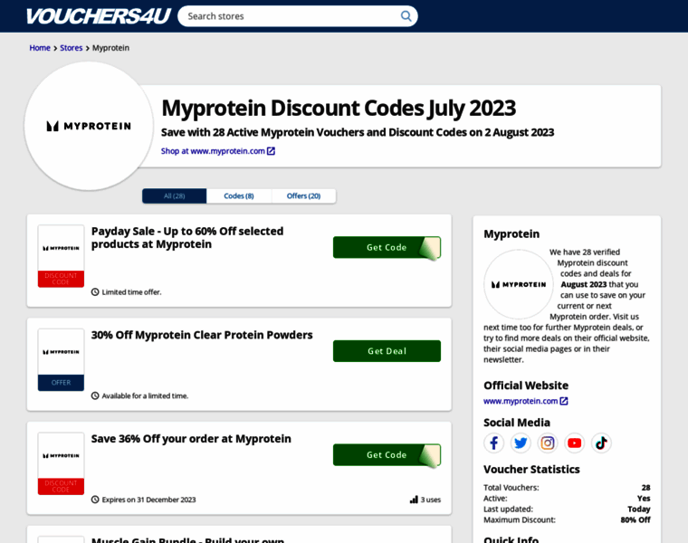 Myproteindiscountcodes.co.uk thumbnail