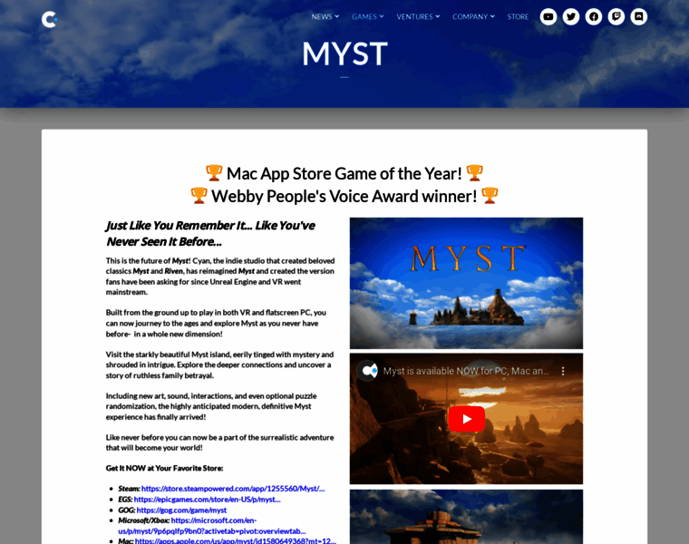 Myst.com thumbnail