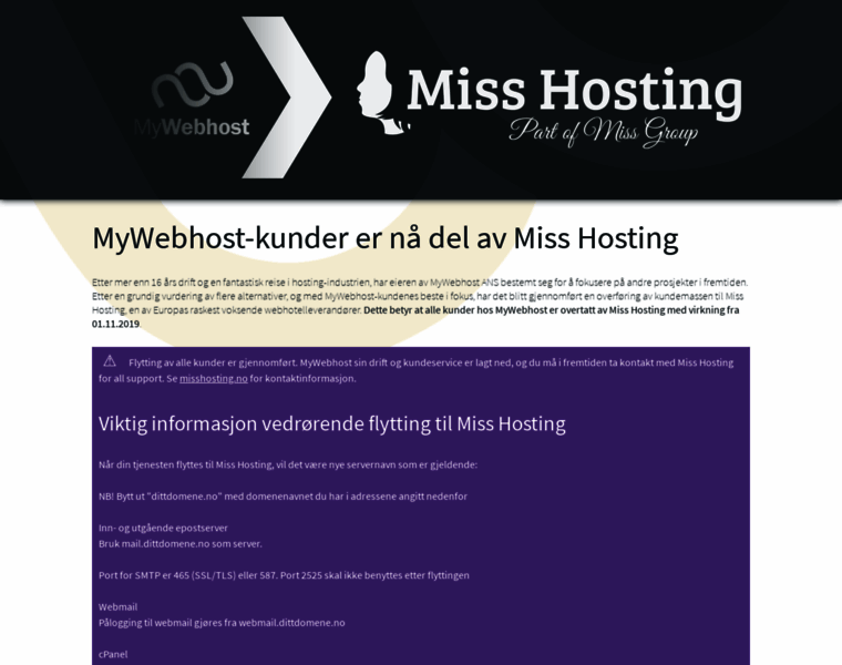 Mywebhost.no thumbnail