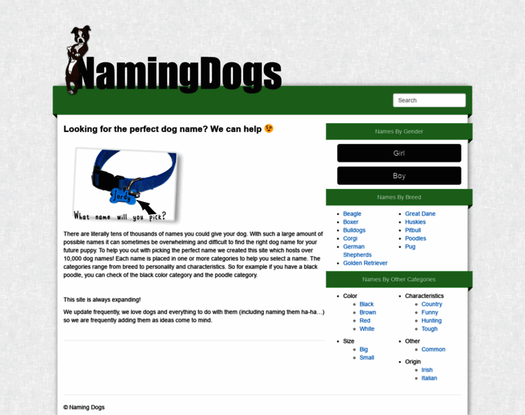 Namingdogs.com thumbnail