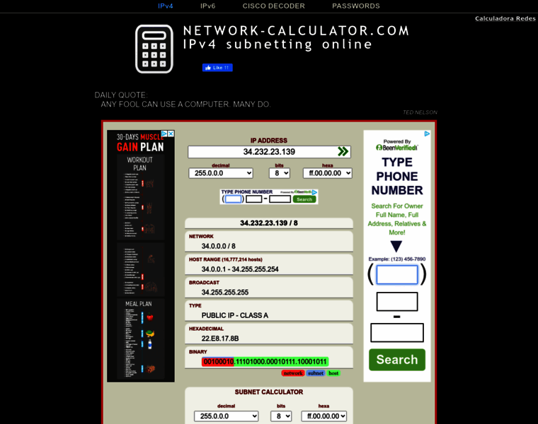 Network-calculator.com thumbnail