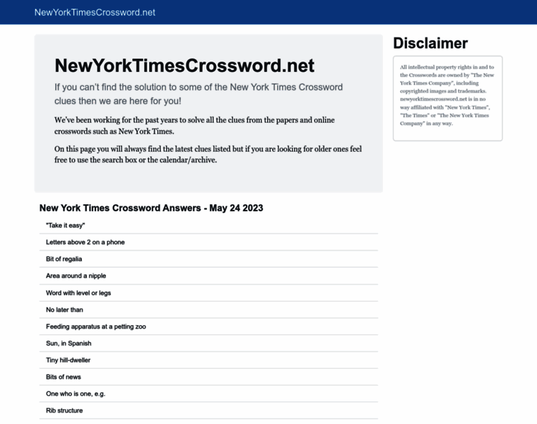 Newyorktimescrossword.net thumbnail Newyorktimescrossword.net thumbnail