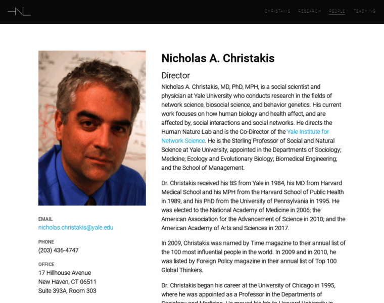 Nicholaschristakis.net thumbnail