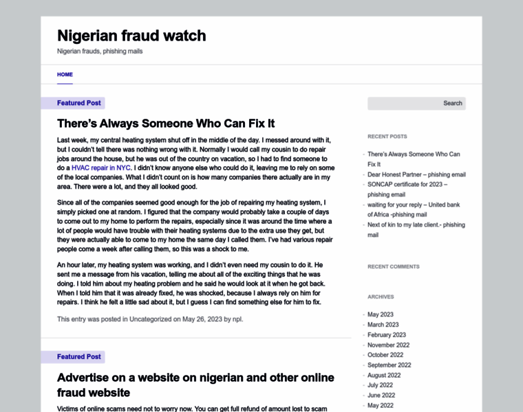 Nigerianfraudwatch.org thumbnail
