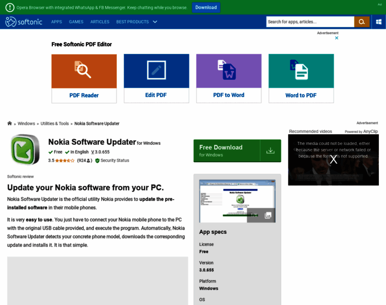 Nokia-software-updater.en.softonic.com thumbnail